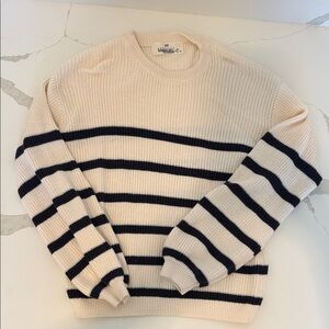 Girl H&M Classic Cream and Black Striped Crewneck Sweater